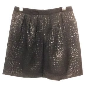 Black Sparkly Snakeskin Pattern Pleated Skirt